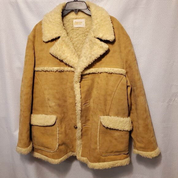 Vtg 70s Fingerhut Fashions Rancher Trucker Shearling Sherpa Coat sz XL 44 USA - Picture 1 of 9